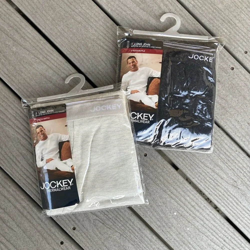 Jockey Thermal Pant Base Long John Gray Beige Waffle Warmer Cotton Poly L 2006